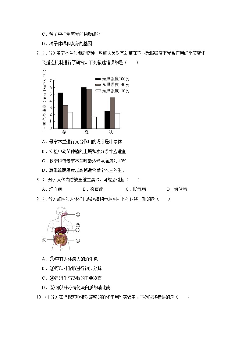 2023年北京市朝阳区中考生物一模试卷（含答案）02