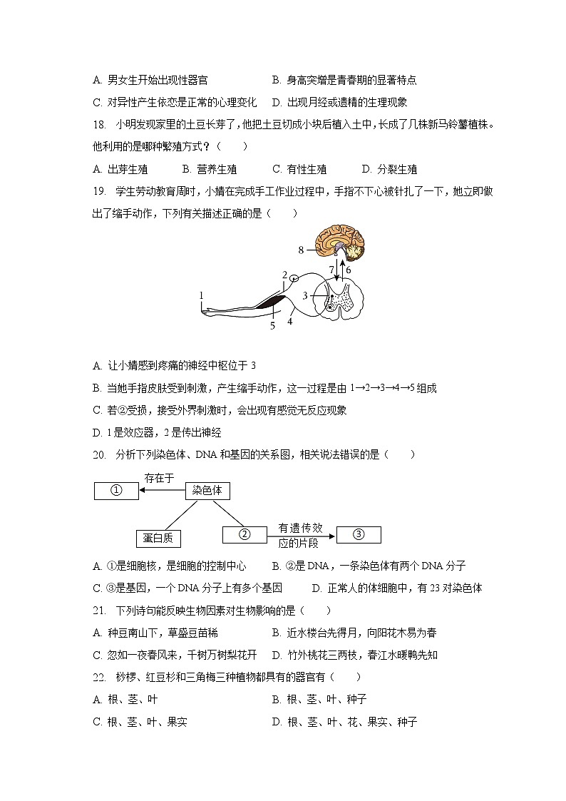 2023年福建省龙岩市上杭县中考生物质检试卷（含解析）第3页