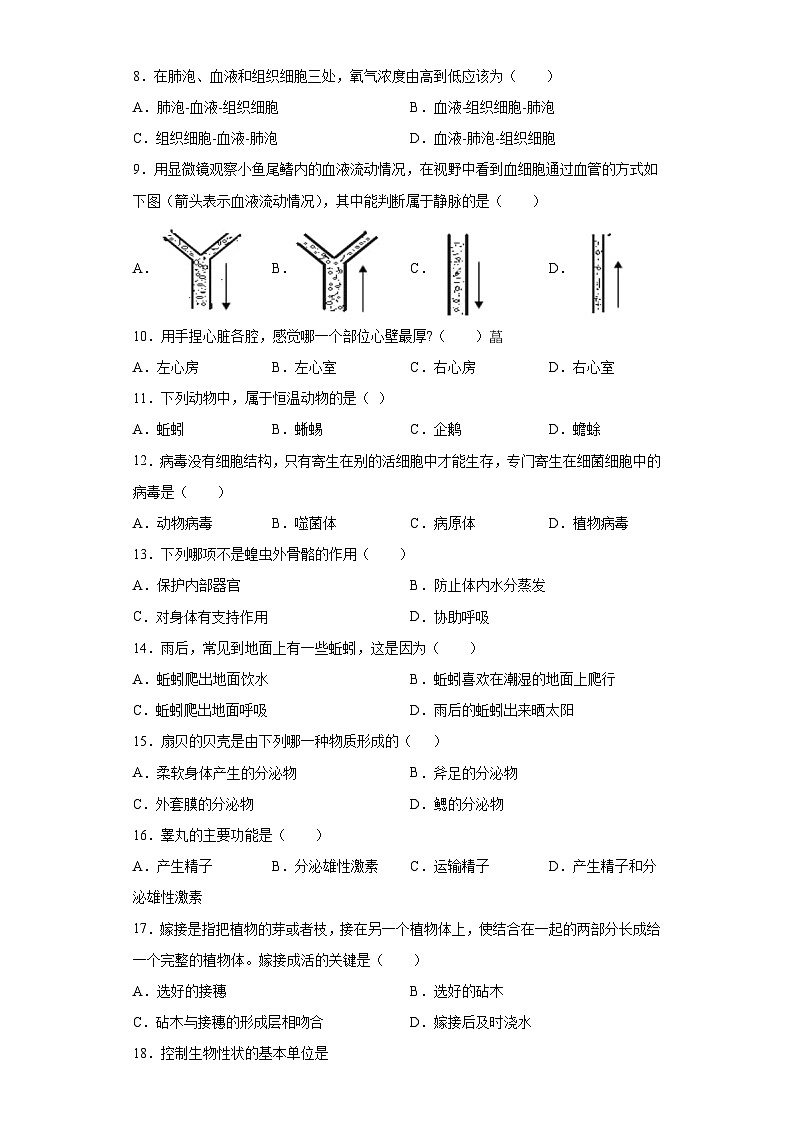 2023年湖南省衡阳市中考二模生物试题（含答案）02