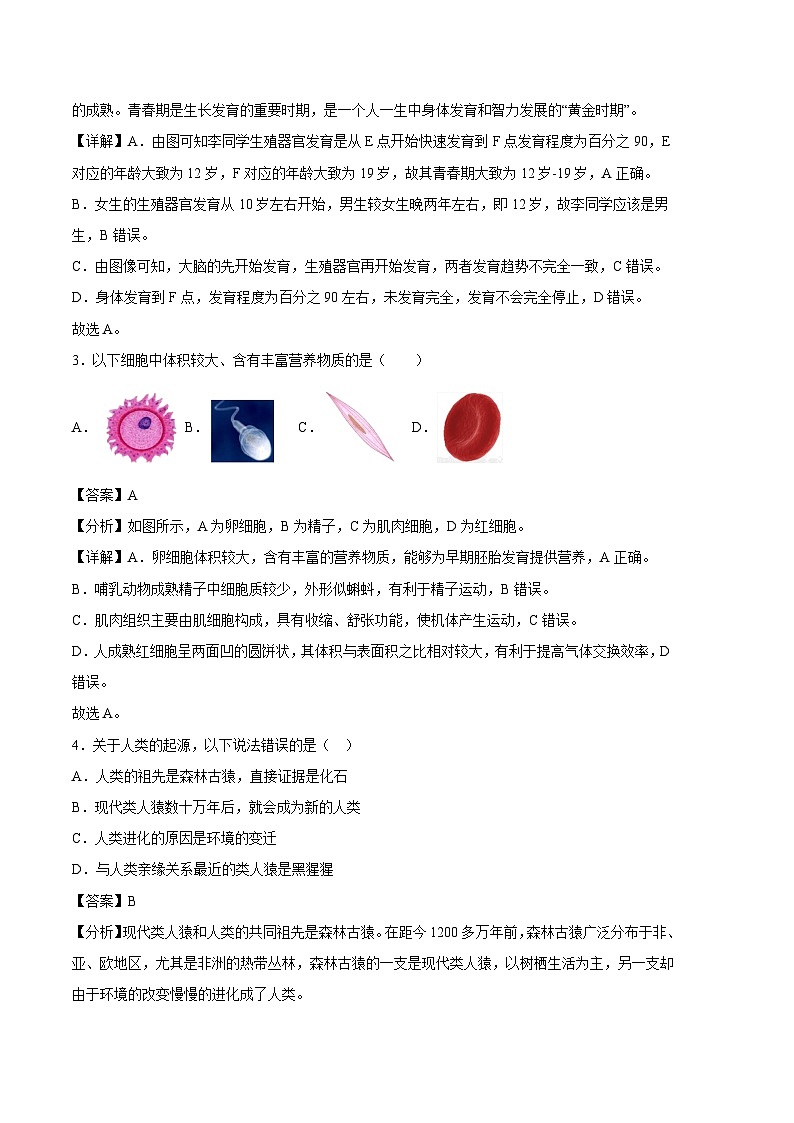 生物02卷（全国通用）——2022-2023学年七年级下学期期末模拟卷02