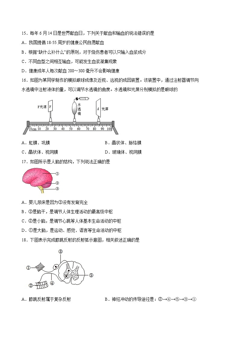 生物03卷（人教版七年级下册全部）-（考试版）A4（范围： 七下全册）第3页