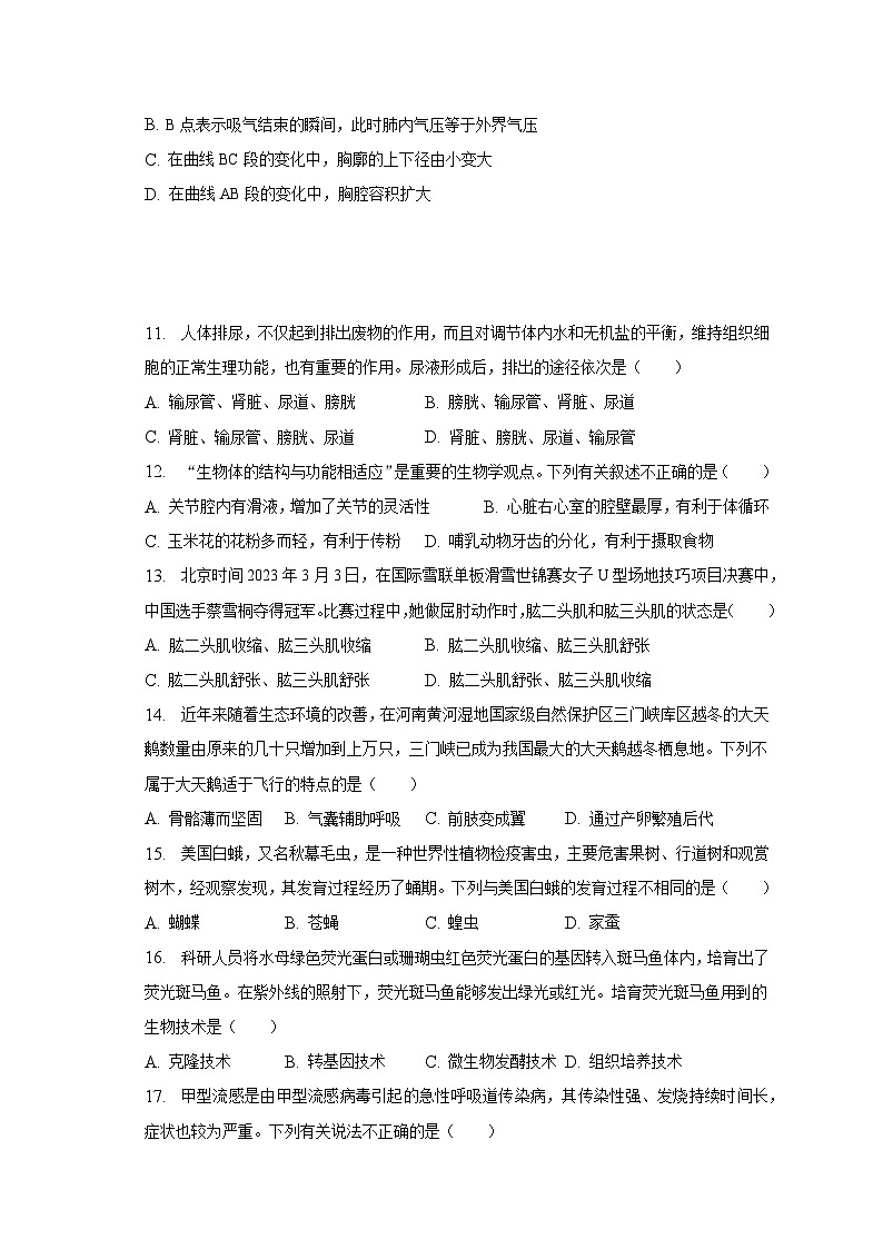 2023年河南省普通高中招生中考生物模拟试卷（含解析）03