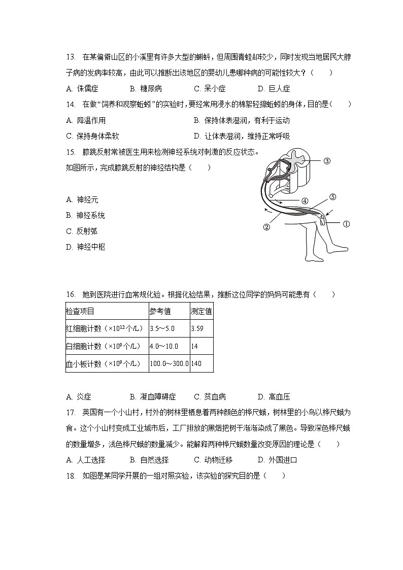 2023年天津市西青区中考生物二模试卷（含解析）03