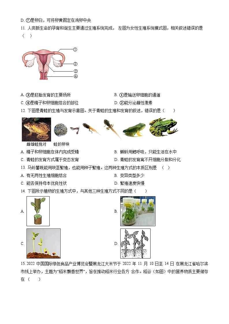 2023北京延庆初二（上）期末生物（教师版） 试卷03