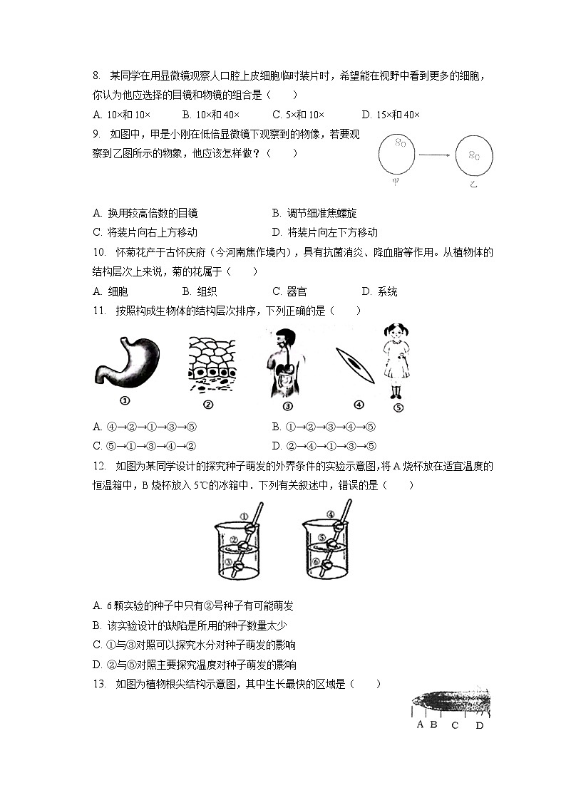 2022-2023学年河南省漯河市郾城区七年级（上）期末生物试卷（含解析）02