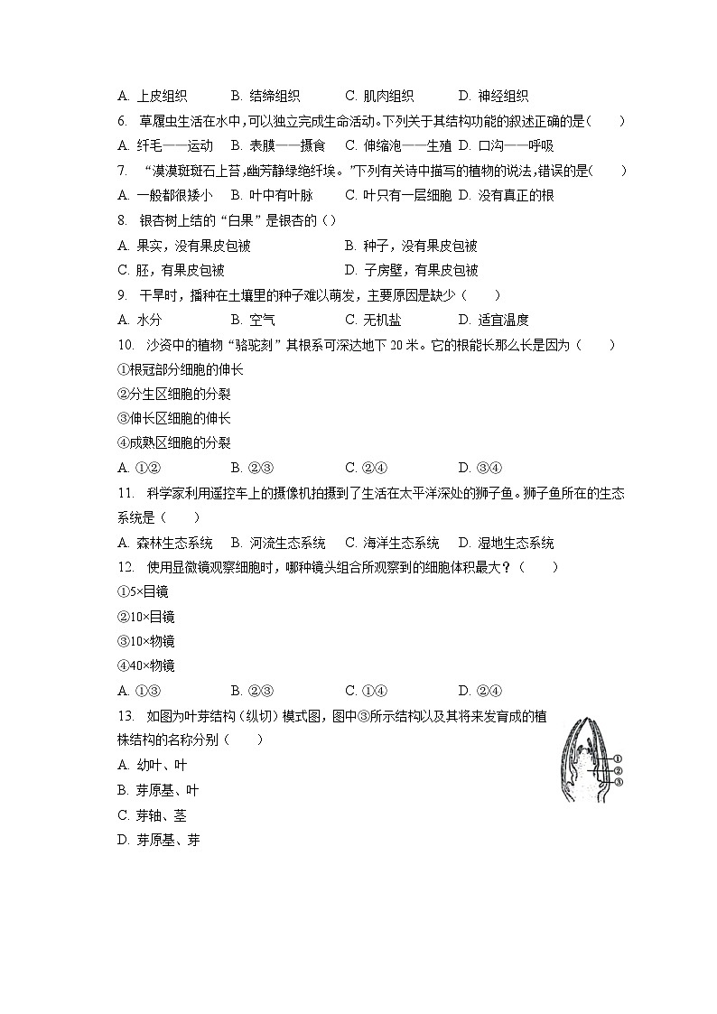 2022-2023学年河南省新乡市封丘县七年级（上）期末生物试卷（含解析）02