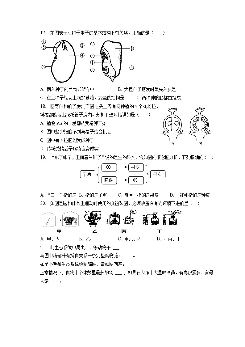 2022-2023学年河南省周口市沈丘县七年级（上）期末生物试卷（含解析）第3页
