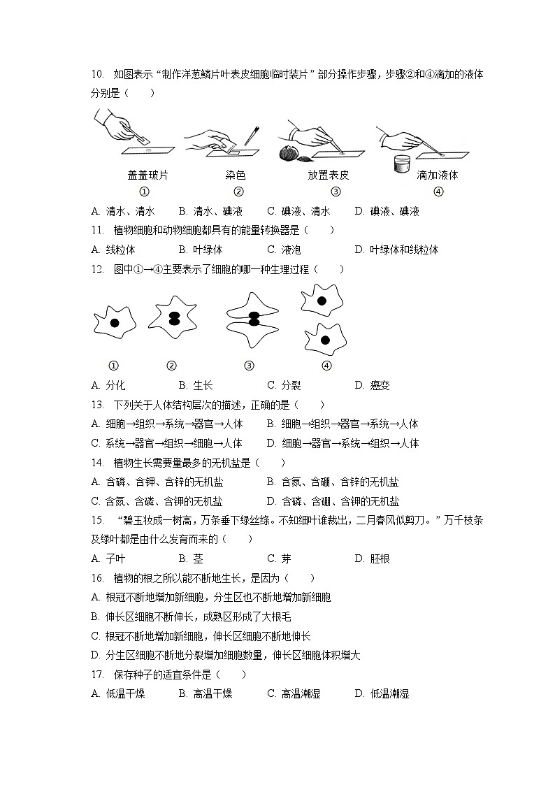 2022-2023学年黑龙江省齐齐哈尔市讷河市七年级（上）期末生物试卷（含解析）02