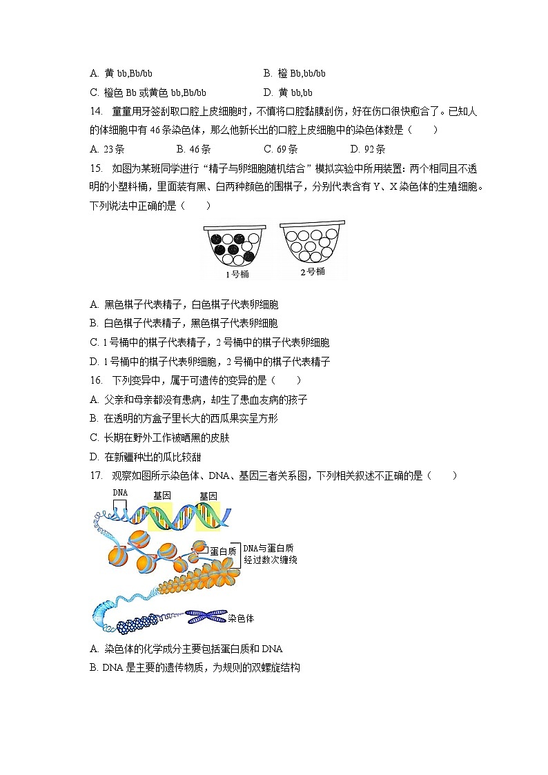 2022-2023学年山东省烟台市栖霞市八年级（上）期末生物试卷（五四学制）（含解析）第3页