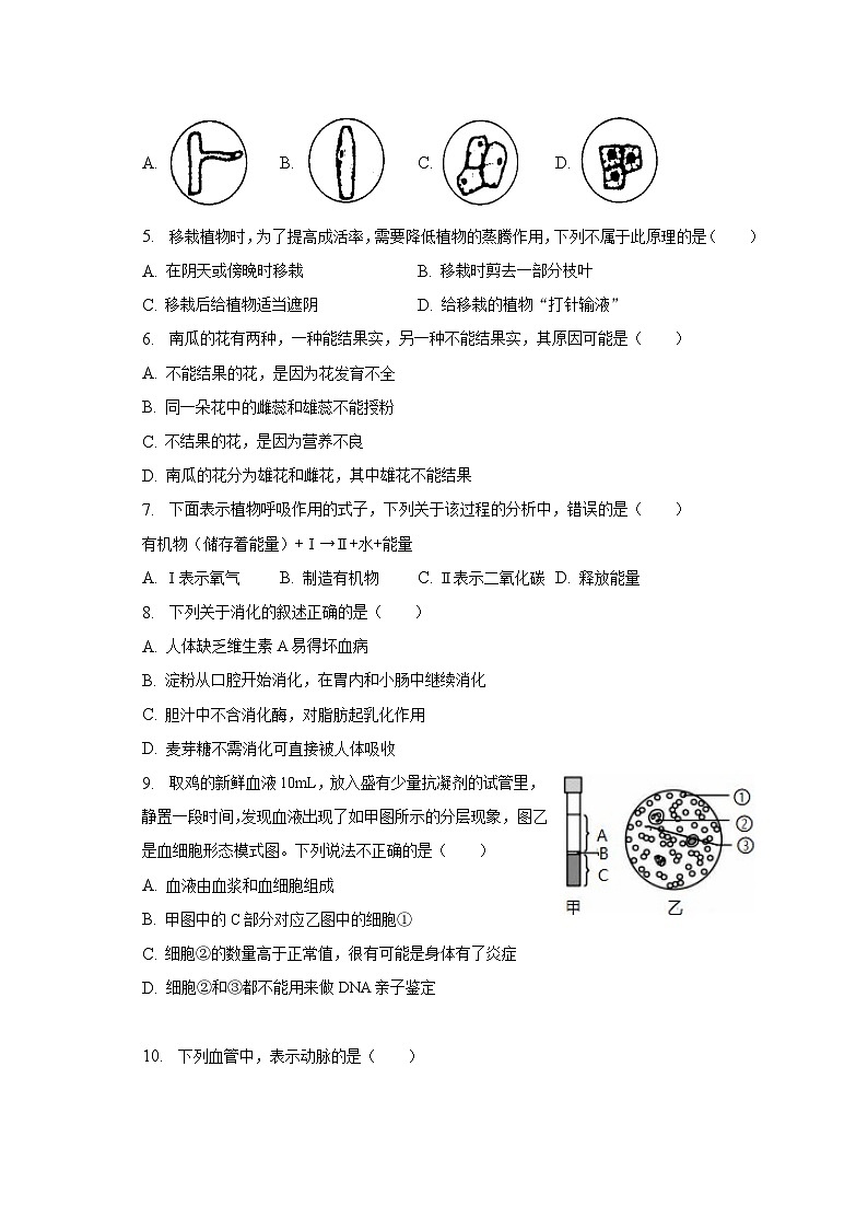 2023年黑龙江省绥化市明水县中考生物一模试卷（含解析）02
