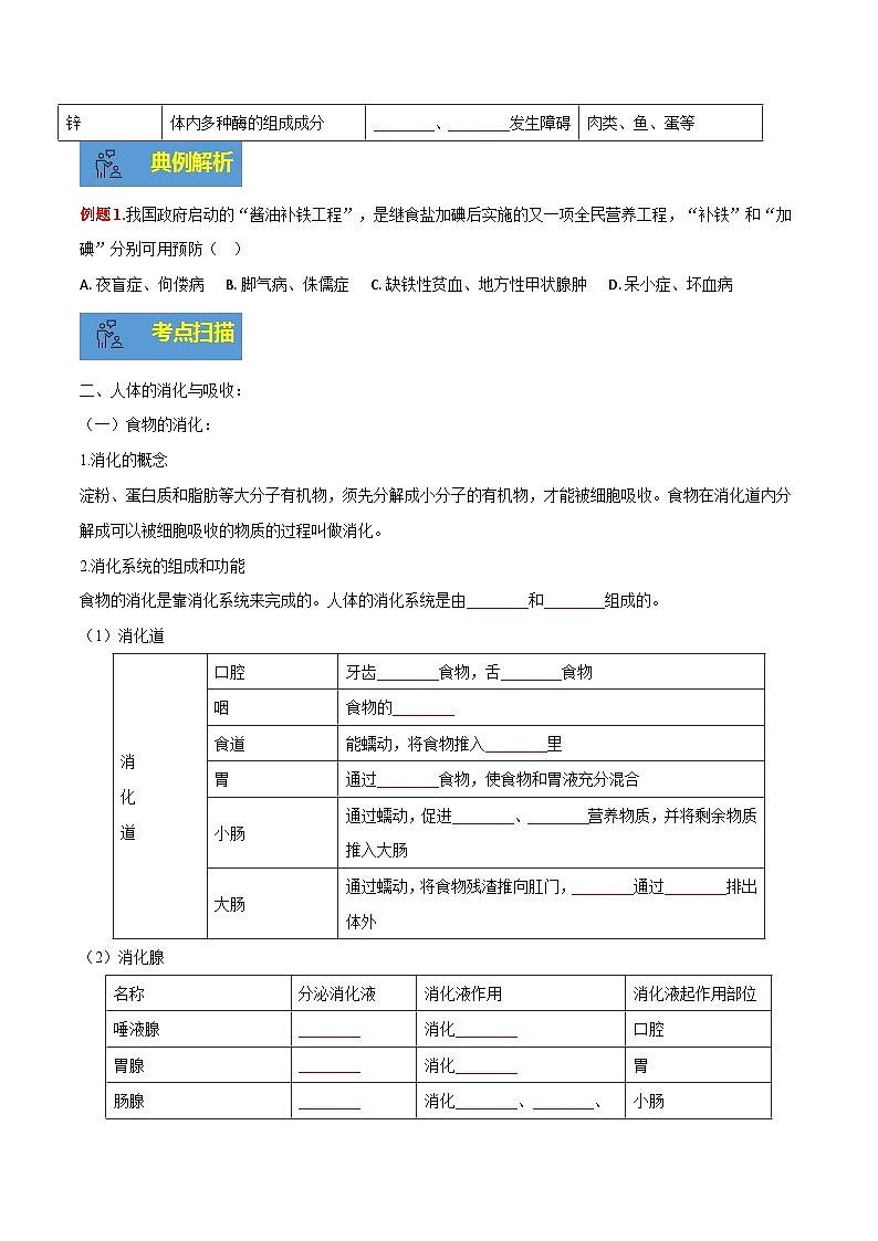 【期末总复习】2021-2022学年苏教版生物七年级下学期期末讲学案-专题02 人的食物来自环境（原卷版+解析版）03