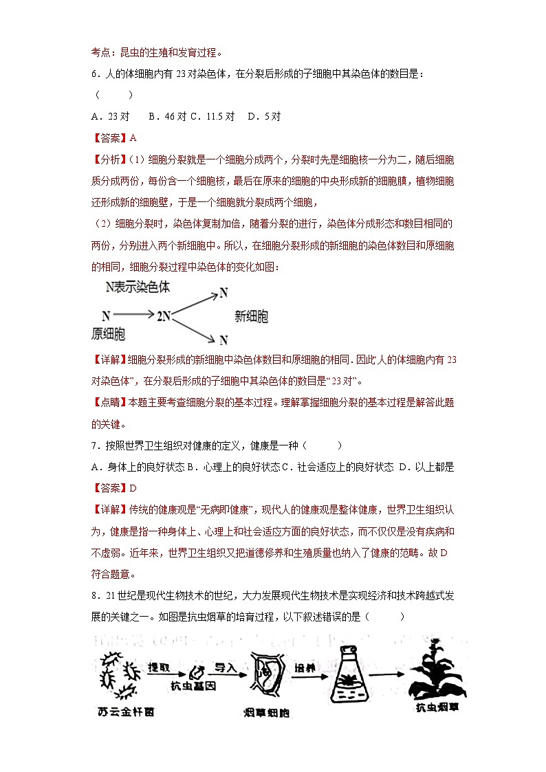 卷03-2022-2023学年人教版八年级生物下学期期末综合测试卷（原卷版+解析版）03