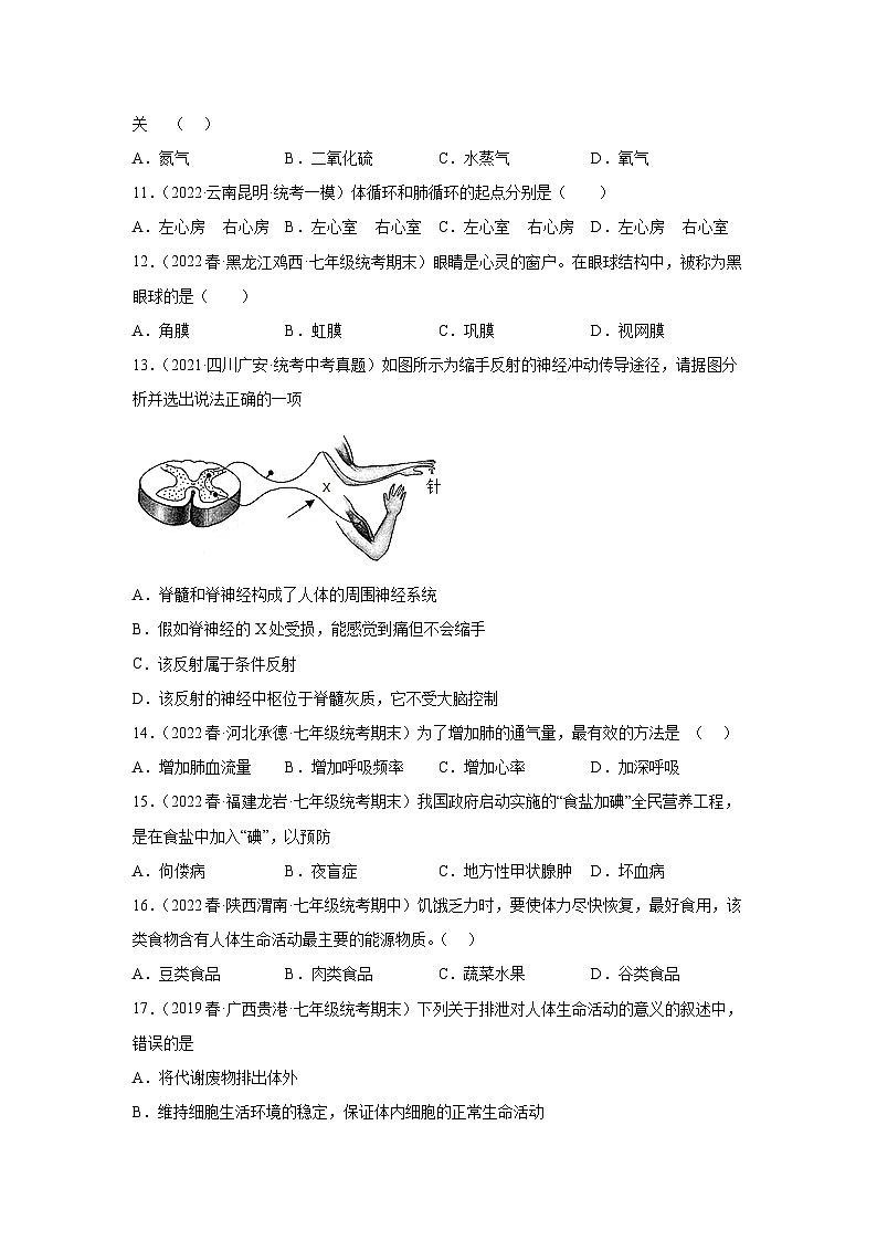 【期末模拟试卷】人教版七年级生物下学期期末知识梳理+冲刺卷01（原卷版+解析版）03