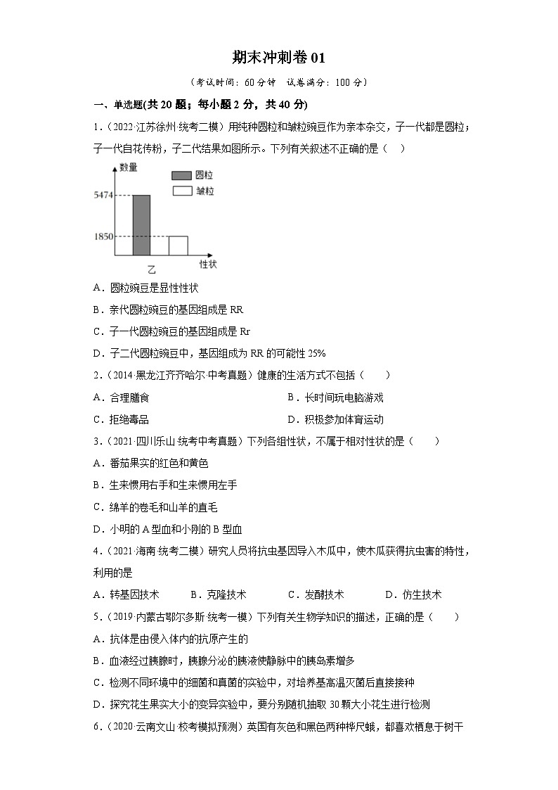 期末卷01-2022-2023学年八年级生物下学期期中期末复习知识梳理+冲刺卷（人教版）01