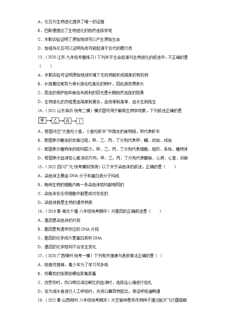 期末卷02-2022-2023学年八年级生物下学期期中期末复习知识梳理+冲刺卷（人教版）03