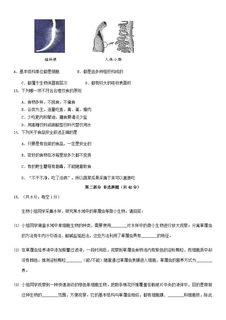 2019北京昌平区初一（上）期末生物含答案第3页
