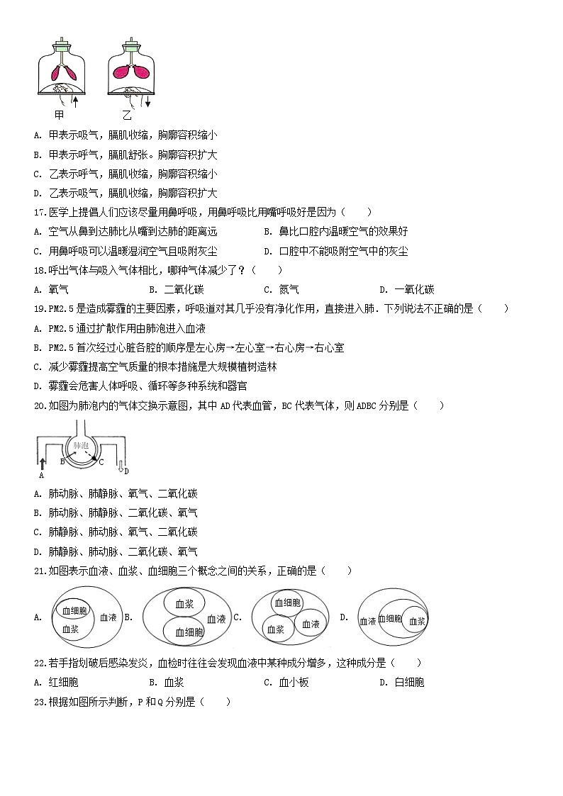 2019北京昌平临川初一（下）期中生物含答案 试卷03