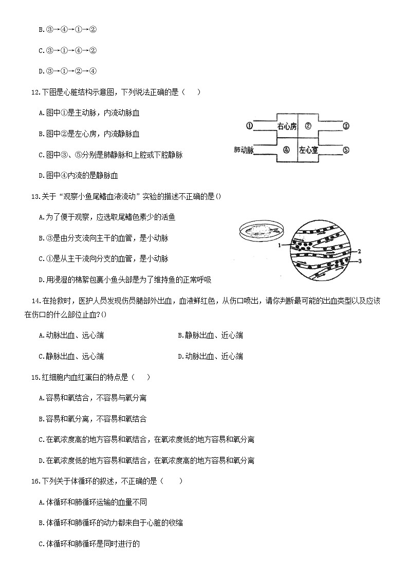 2019北京师大附中初一（下）期中生物含答案第3页