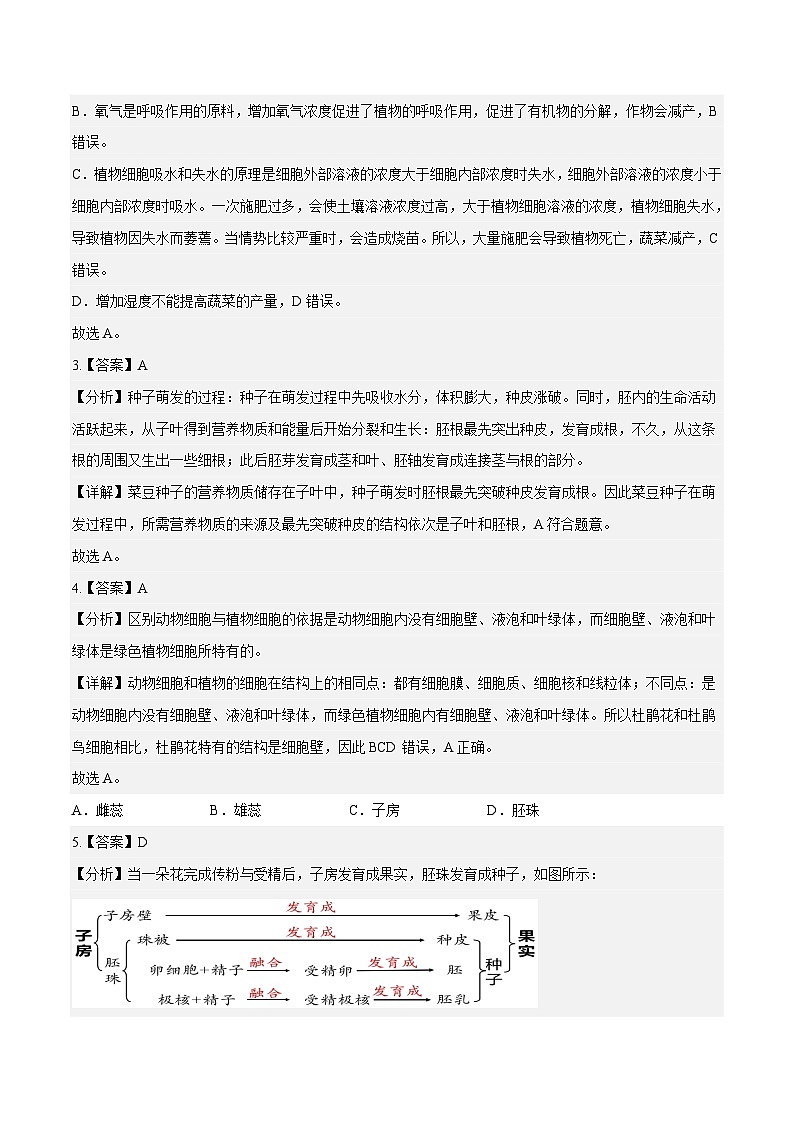 生物（福建卷）-学易金卷：中考第一次模拟考试卷02