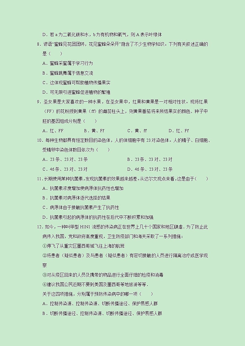 生物（山东泰安卷）（原卷版）第3页