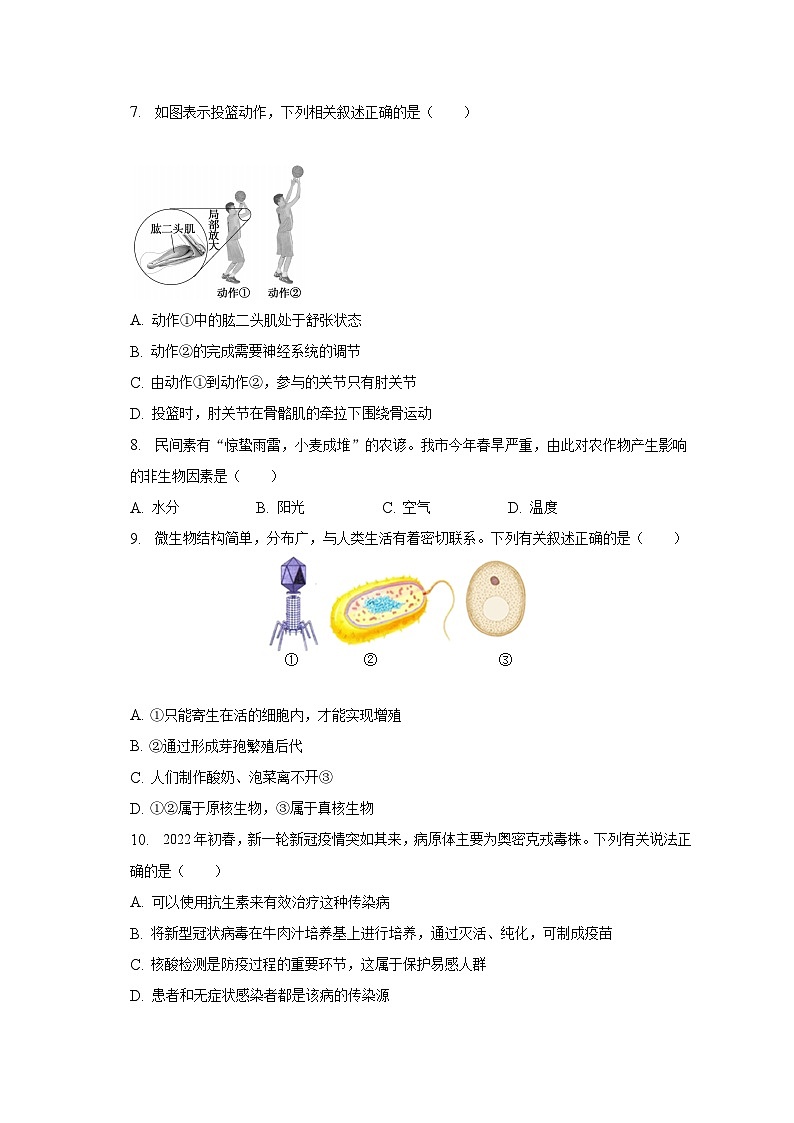2023年山东省滨州市阳信县中考生物二模试卷（含解析）03