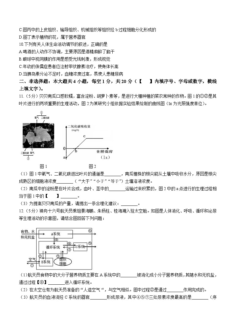 2023年江苏省徐州市铜山区中考三模生物试题(含答案)03