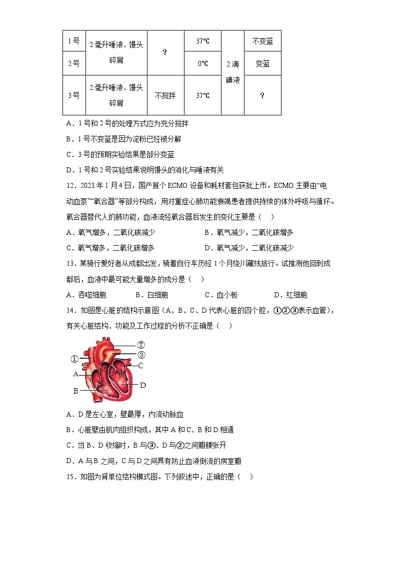 2023年云南省安宁市中考一模生物试题(含答案)03