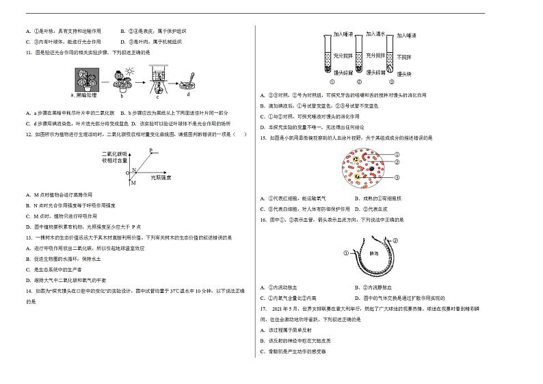 生物-（全国通用）2022年中考生物考前最后一卷（考试版）第2页