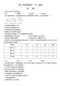 2021北京海淀初一（下）期末生物（教师版）