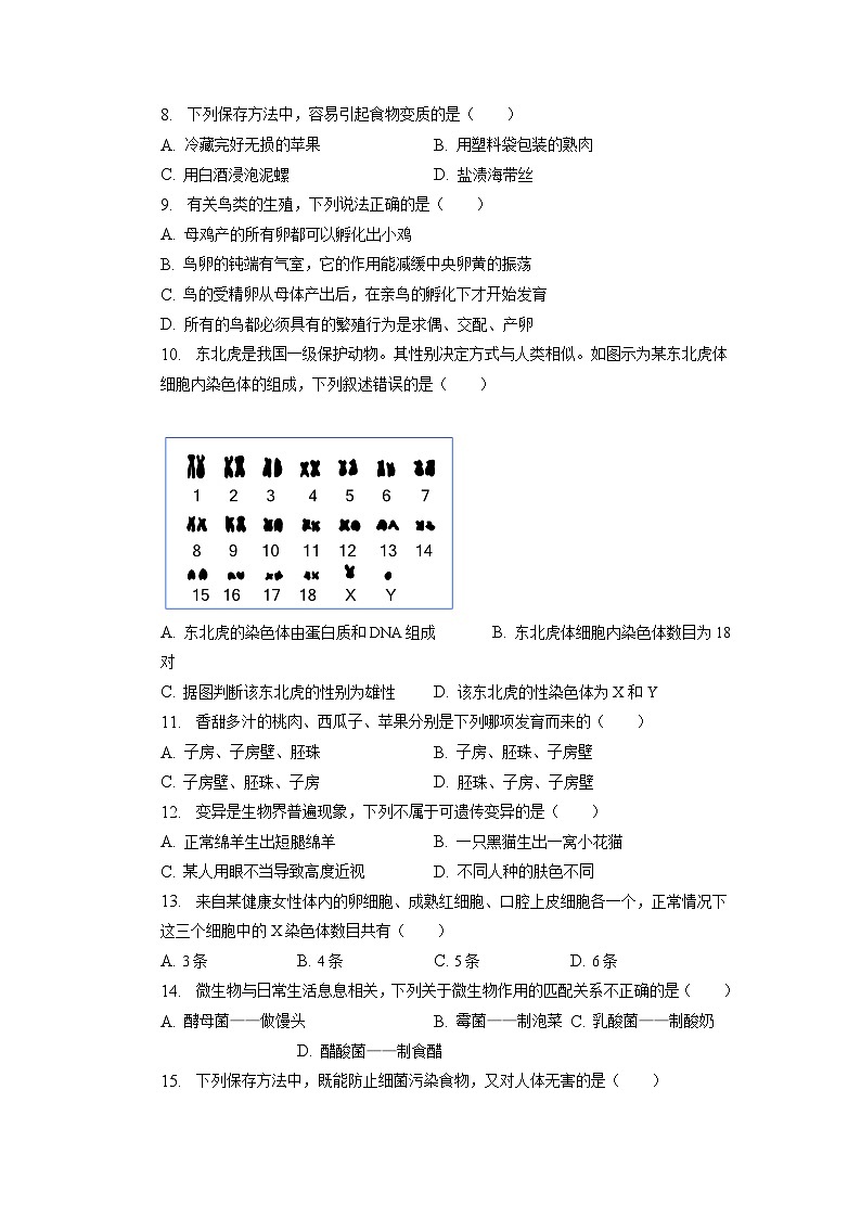 甘肃省白银市靖远县第五中学2022-2023学年八年级下学期期中生物试题02