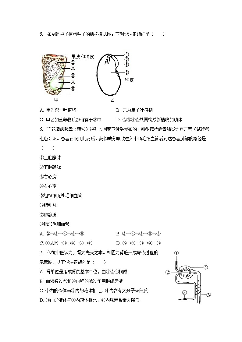 2023年湖南省邵阳市邵阳县中考生物一模试卷（含解析）02