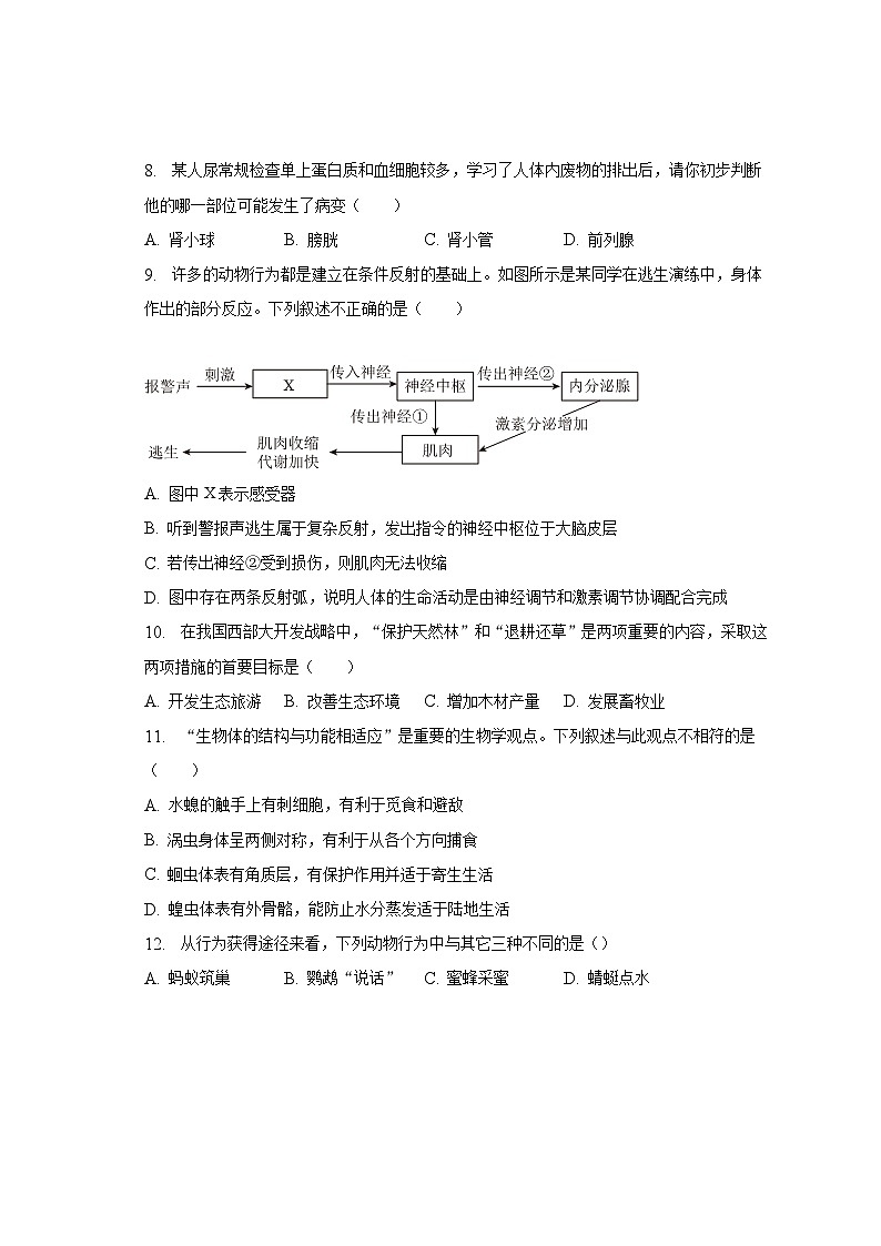 2023年湖南省邵阳市邵阳县中考生物一模试卷（含解析）03