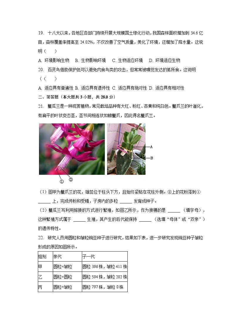 2023年河北省邯郸市广平县中考生物二模试卷(含答案)03