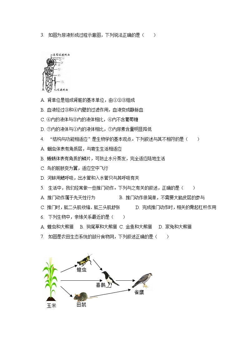 2023年湖南省邵阳市邵阳县中考生物二模试卷(含答案)02