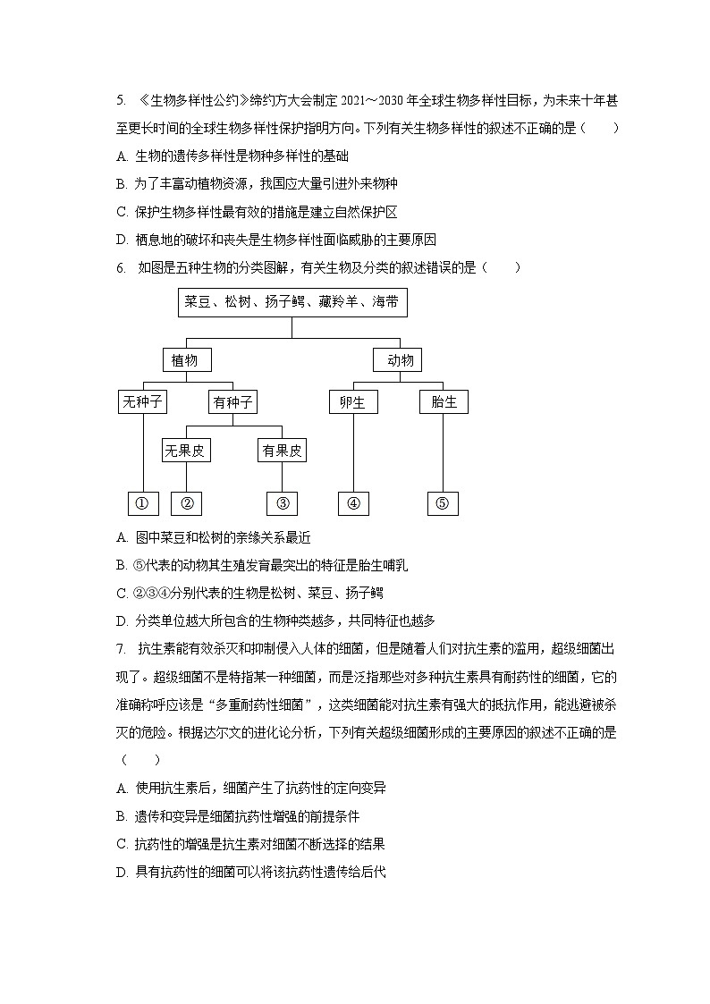 2023年湖北省恩施州恩施市中考生物一模试卷（含解析）02