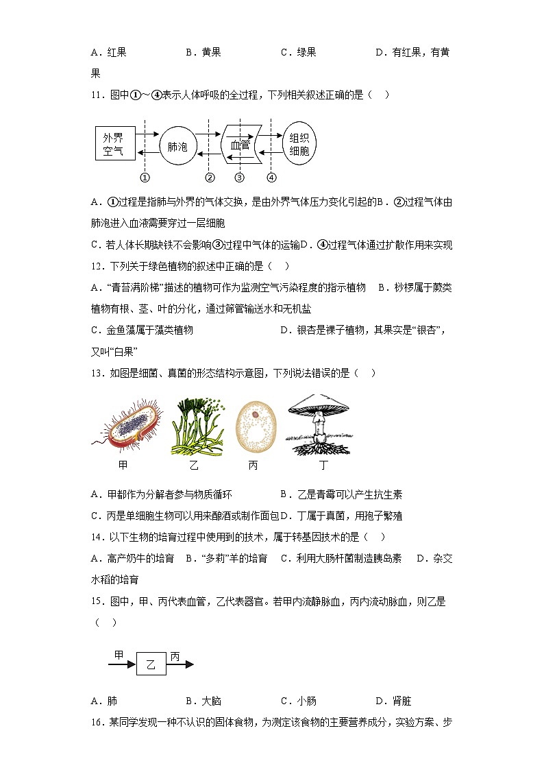 2023年海南省海口市中考二模生物试题（含解析）03