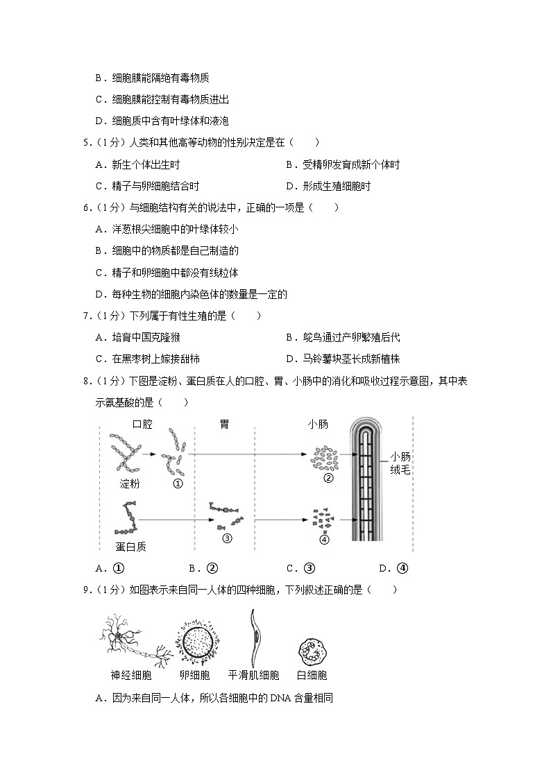 2023年吉林省松原市宁江区三校中考模拟生物试卷(含答案)02