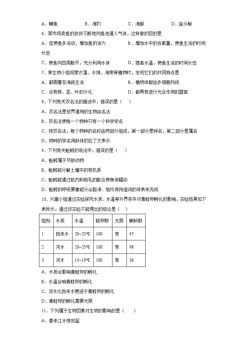 2023年江苏省镇江市润州区中考二模生物试题(含答案)02