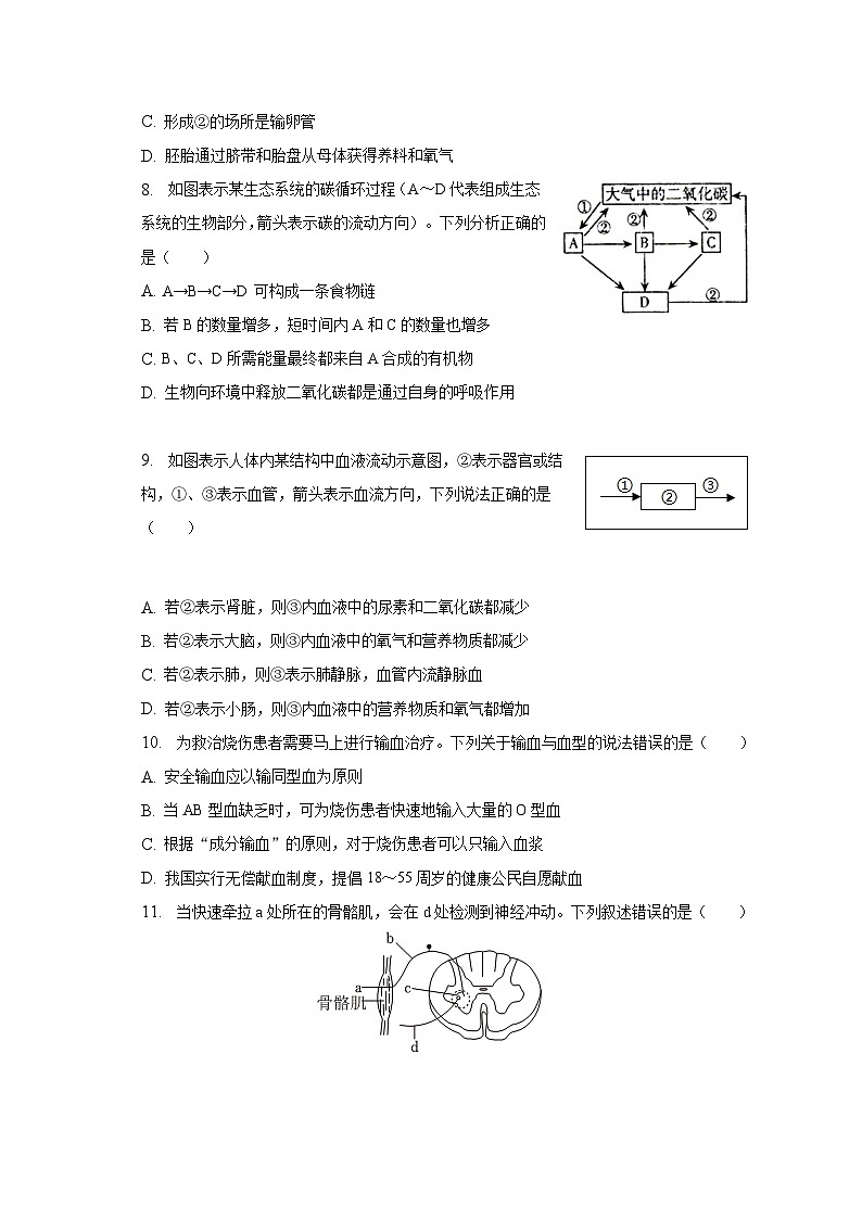 2023年山东省青岛市崂山区中考生物二模试卷（含解析）第3页