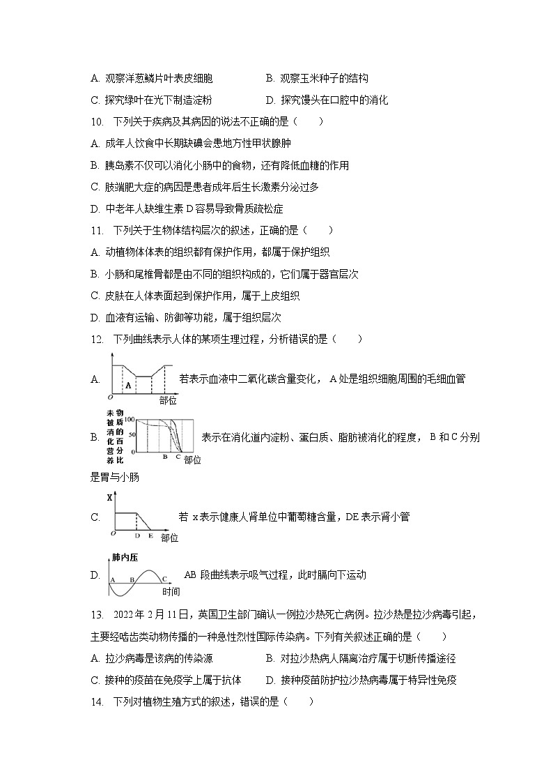 2023年山东省济南市章丘区中考生物二模试卷（含解析）03