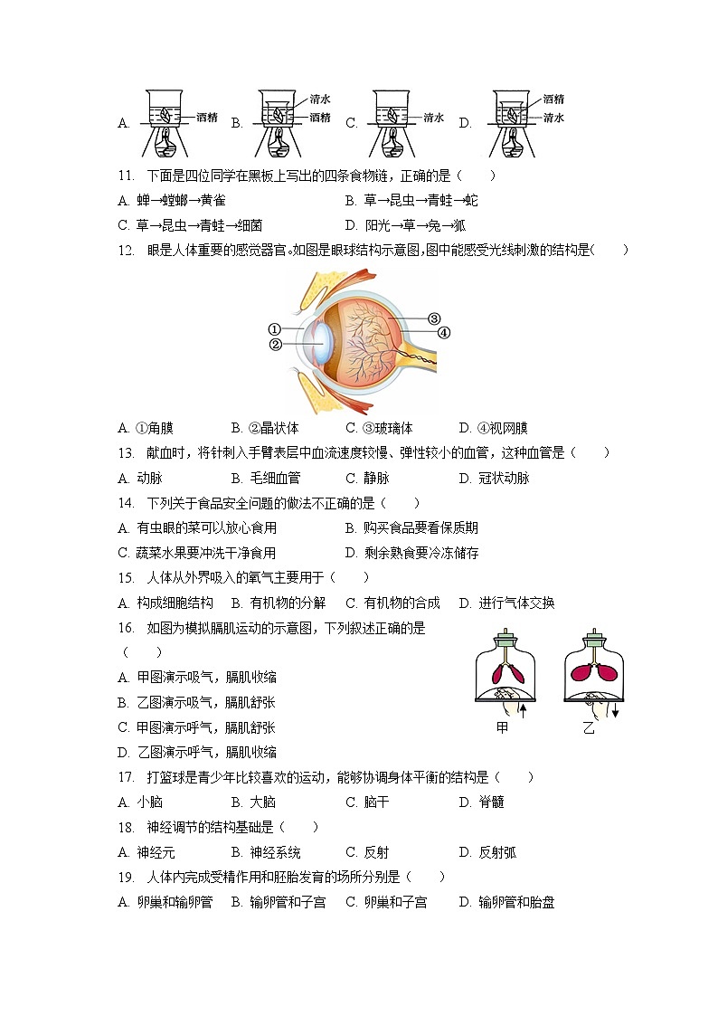 2023年北京市门头沟区中考生物二模试卷（含答案解析）第2页