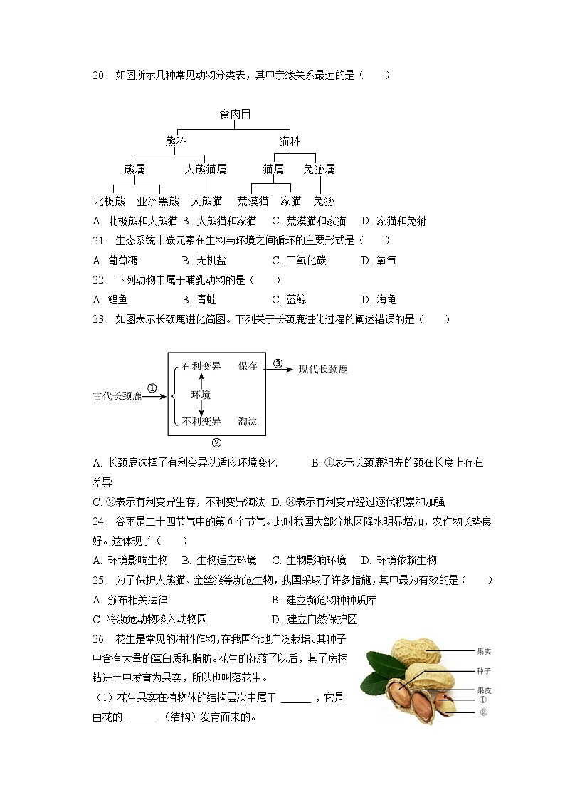 2023年北京市门头沟区中考生物二模试卷（含答案解析）第3页