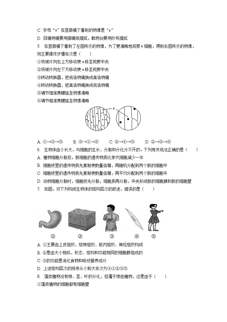2023年山西省晋中市介休市中考生物一模试卷（含答案解析）02