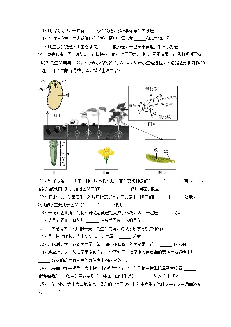 2023年辽宁省鞍山市中考生物第一次质检试卷（含答案解析）第3页