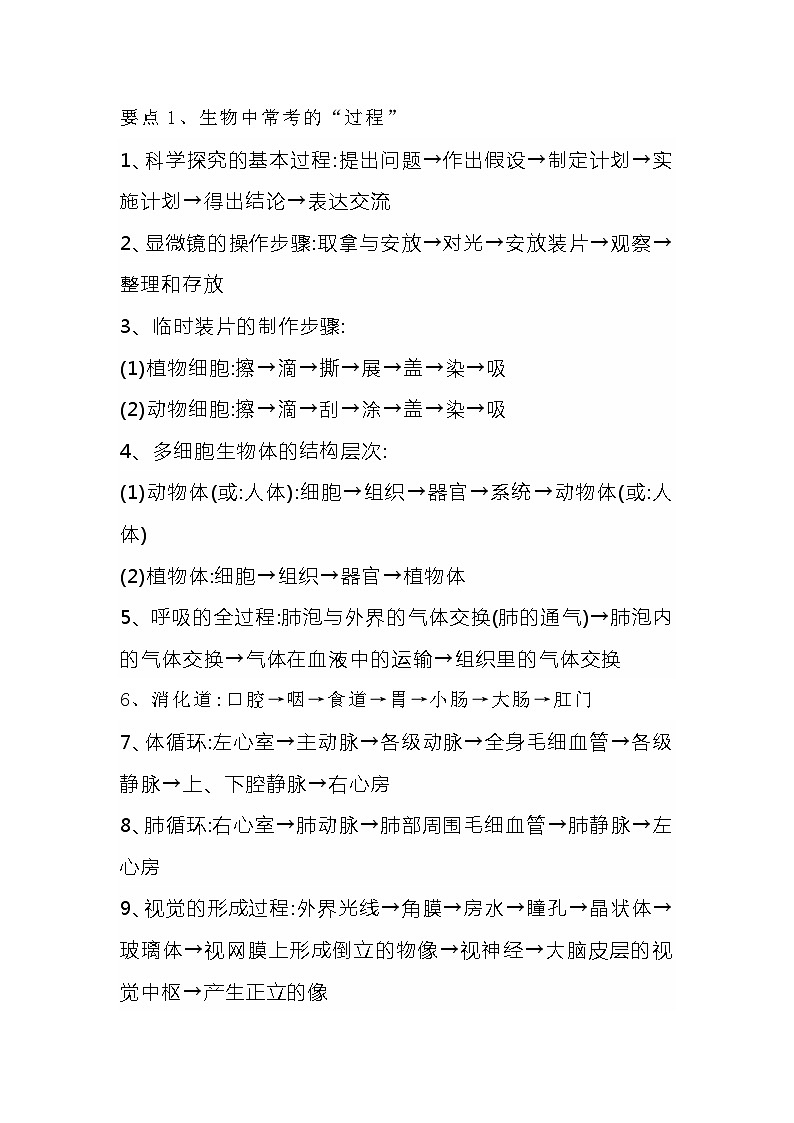 初中生物：会考、中考4大高分要点汇总第1页