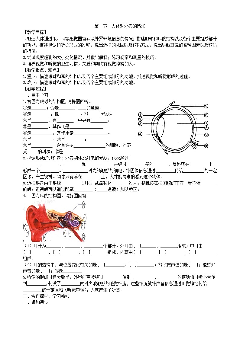 4.6.1《人体对外界环境的感知》（2）学案第1页
