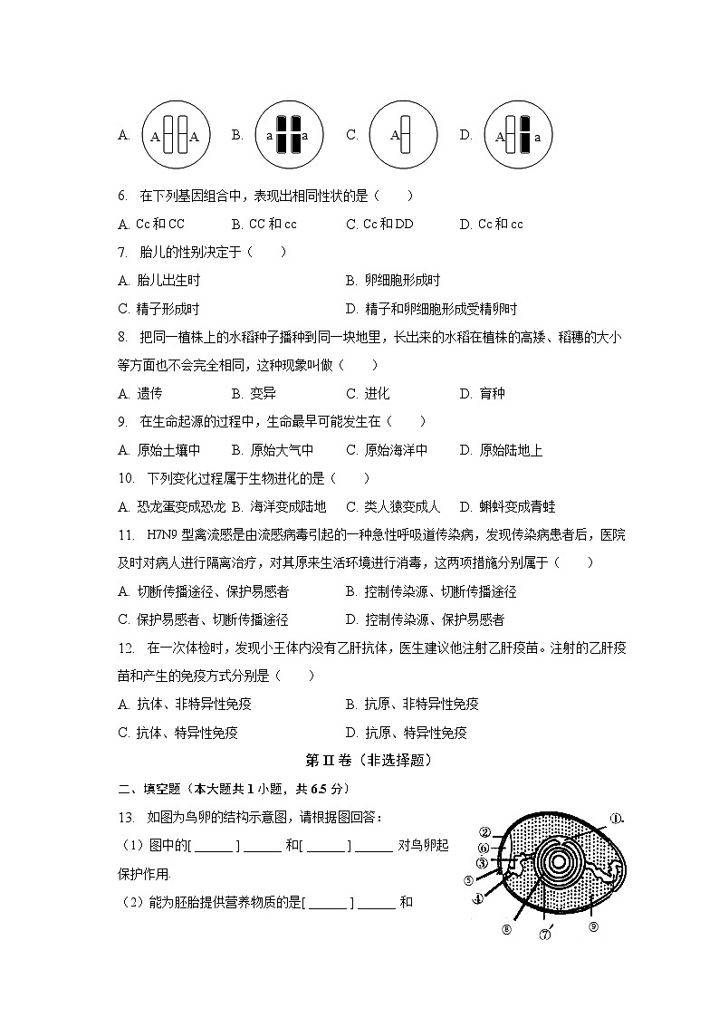 2022-2023学年辽宁省营口市大石桥市十五校八年级（下）第一次月考生物试卷（含解析）02