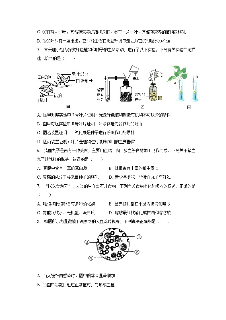 2023年湖南省岳阳市中考生物二模试卷第2页