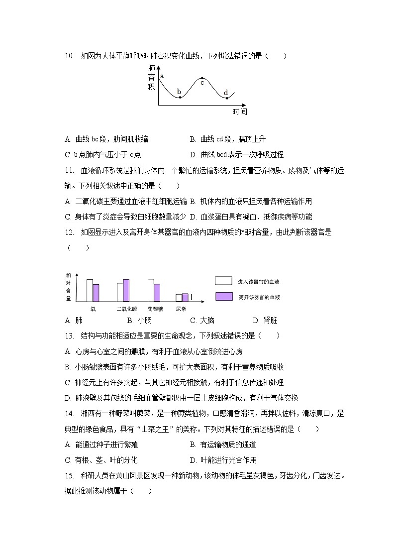 2023年湖南省常德市汉寿县中考生物二模试卷第3页