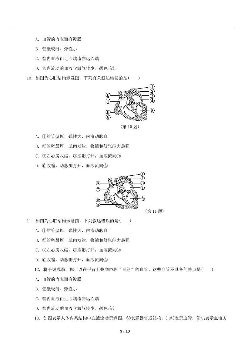 2022-2023学年人教版生物七年级下册期末检测题（一）（含详细解析）第3页